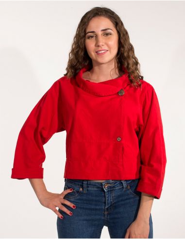 Chaqueta algodon lisa cuello grande sw