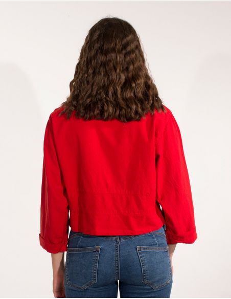 Chaqueta algodon lisa cuello grande sw