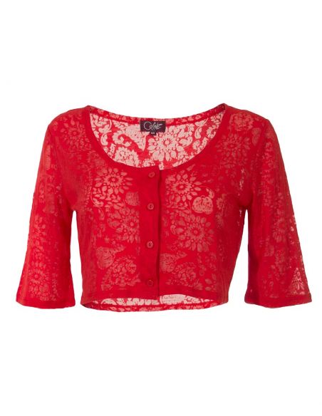 Bolero malla 60% algodon 40% poliester devore mangas cortas