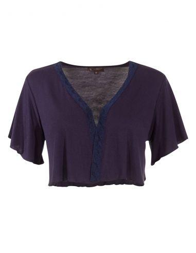 Bolero malla 95% viscosa 5% elastano mangas cortas con encaje
