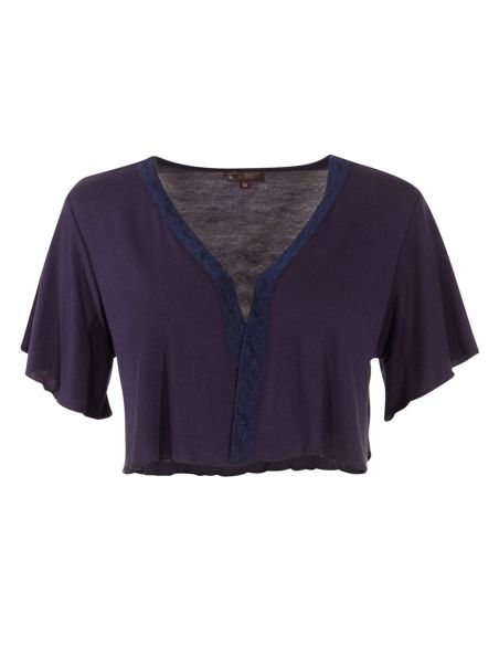 Bolero malla 95% viscosa 5% elastano mangas cortas con encaje