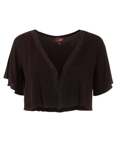 Bolero malla 95% viscosa 5% elastano mangas cortas con encaje