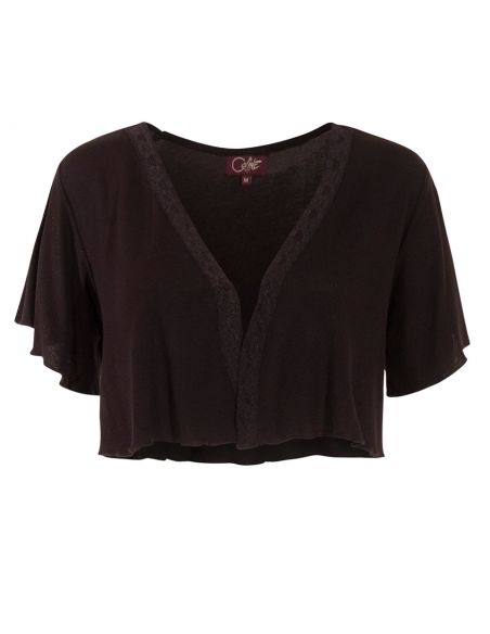 Bolero malla 95% viscosa 5% elastano mangas cortas con encaje