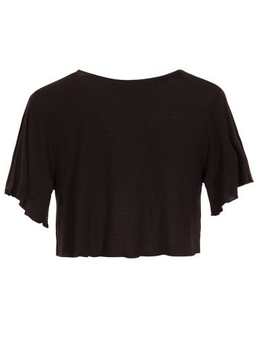 Bolero malla 95% viscosa 5% elastano mangas cortas con encaje