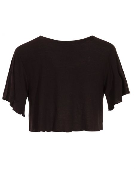 Bolero malla 95% viscosa 5% elastano mangas cortas con encaje