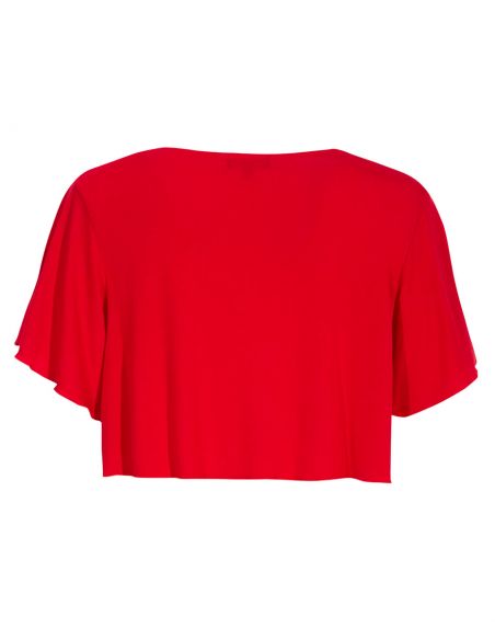 Bolero malla 95% viscosa 5% elastano mangas cortas con encaje