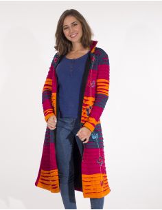 Abrigo malla algodon bordado patchwork doblado polar cuello oficial  2