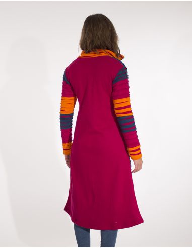 Abrigo malla algodon bordado patchwork doblado polar cuello oficial 