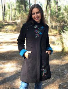 Abrigo malla poliester polar doblado y bordado 