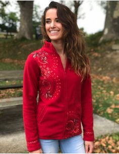 Chaqueta malla poliéster polar bordado