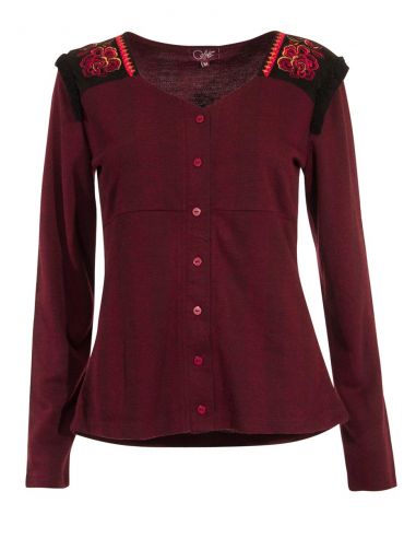 Chaqueta malla 63% poliéster 32% viscosa 5% elastano bordada