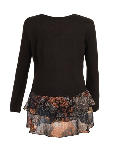 Chaqueta malla 95% poliéster 5% elastano con volantes estampado patchorient