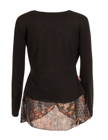 Chaqueta malla 95% poliéster 5% elastano con volantes estampado patchorient