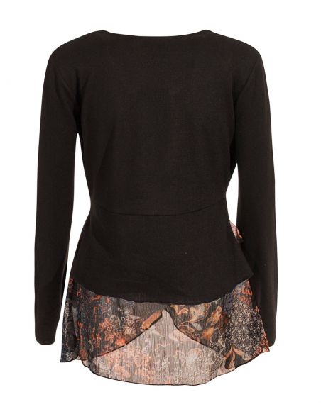 Chaqueta malla 95% poliéster 5% elastano con volantes estampado patchorient