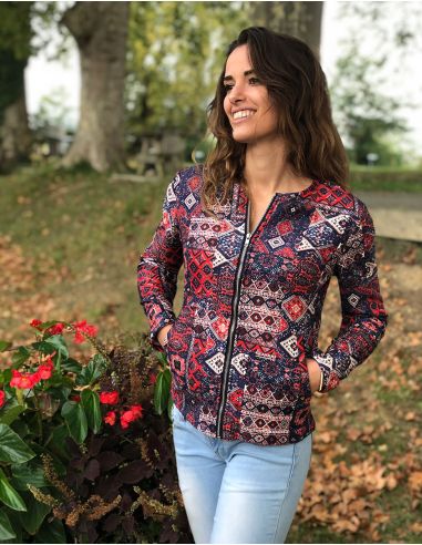 Chaqueta 95% poliéster 5% elastano forro poliéster estampado delhi