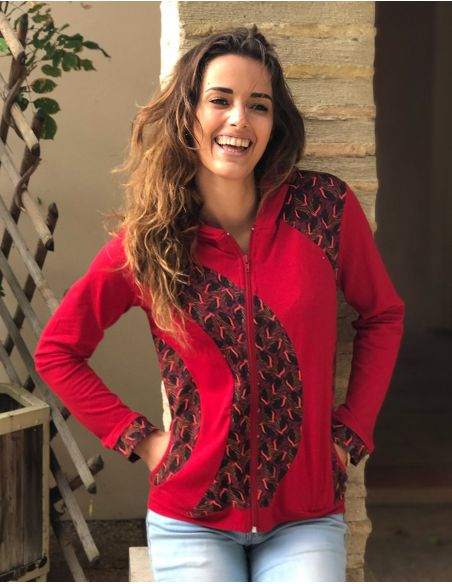 Chaqueta malla 97% algodón 3% elastano estampado gabon
