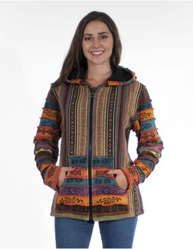 Chaqueta algodon zip doblada polar gueri capucha mangas malla sw 