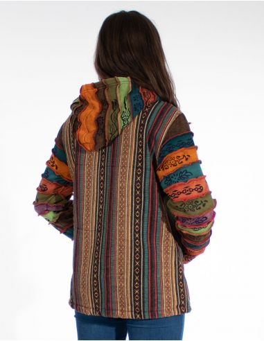 Chaqueta algodon zip doblada polar gueri capucha mangas malla sw 