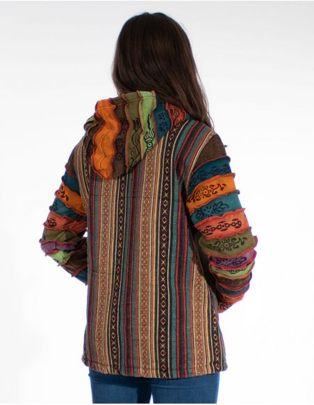 Chaqueta algodon zip doblada polar gueri capucha mangas malla sw 