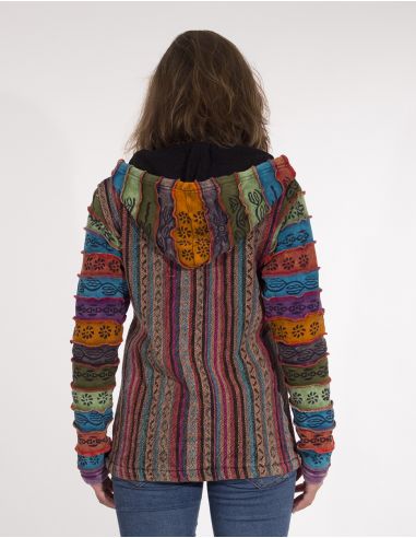 Chaqueta algodon zip doblada polar gueri capucha mangas malla sw 