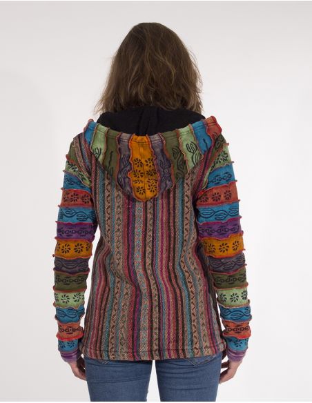 Chaqueta algodon zip doblada polar gueri capucha mangas malla sw 