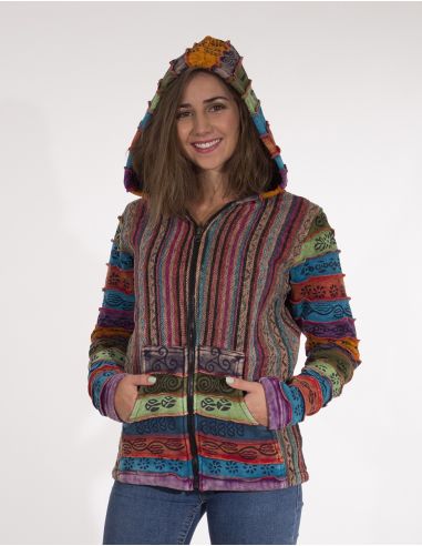 Chaqueta algodon zip doblada polar gueri capucha mangas malla sw 