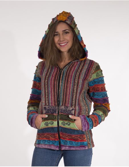 Chaqueta algodon zip doblada polar gueri capucha mangas malla sw 