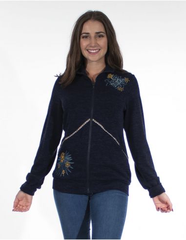 Chaqueta malla 95% poliester 5% elastano bordada 