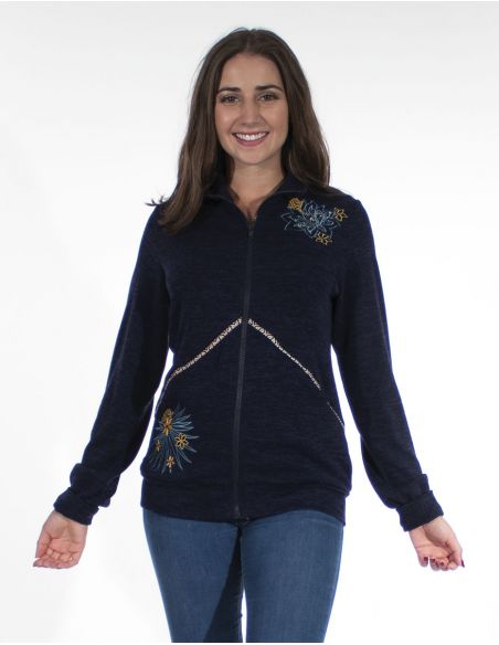 Chaqueta malla 95% poliester 5% elastano bordada 