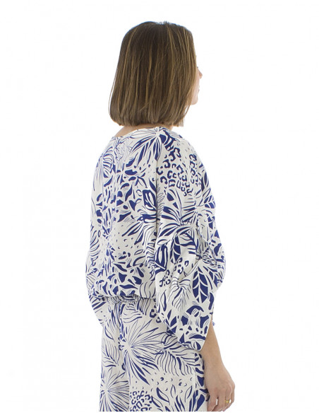 Top 70% viscosa 30% lino galon elastico talla estampado Nature