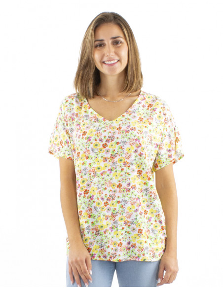 Top viscosa cuello v estampado Pretty