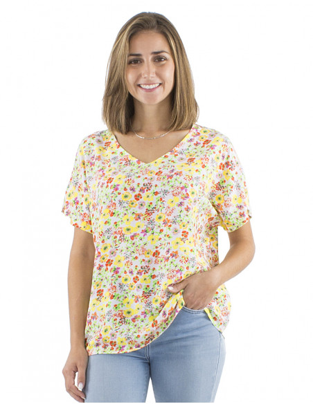 Top viscosa cuello v estampado Pretty