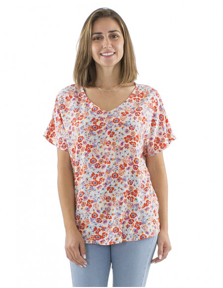 Top viscosa cuello v estampado Pretty
