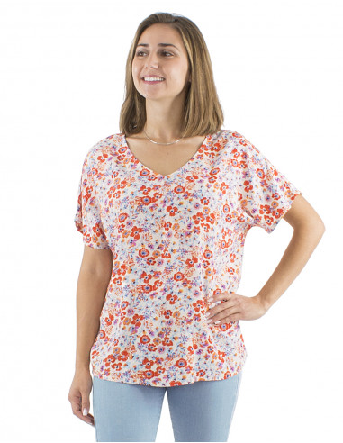 Top viscosa cuello v estampado Pretty