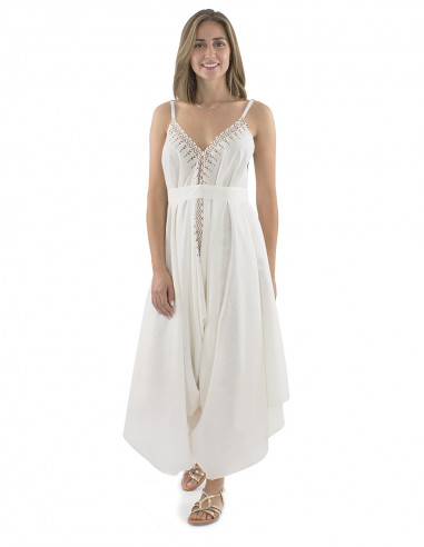 Combi corto algodon slub bordado sello rectangulos