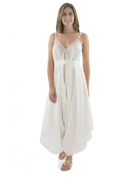 Combi corto algodon slub bordado sello rectangulos