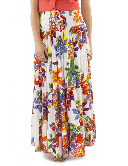 Falda viscosa volantes estampado Hawaian