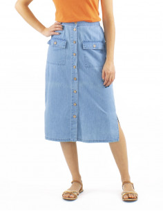 Falda algodon denim con...