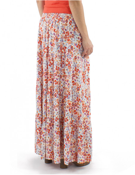 Falda viscosa volantes ancha cinturon estampado Pretty