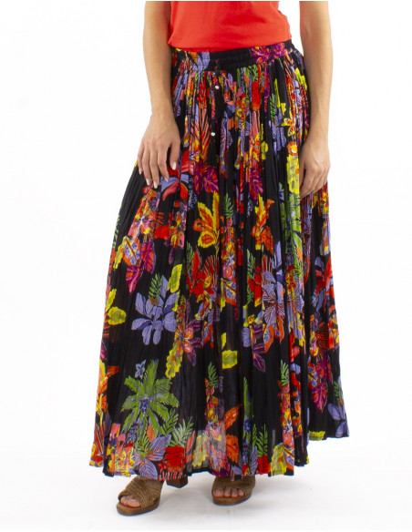 Falda algodon arrugada velo estampado Hawaian