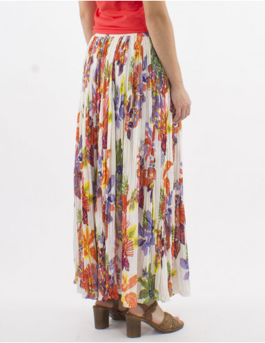 Falda algodon arrugada velo estampado Hawaian