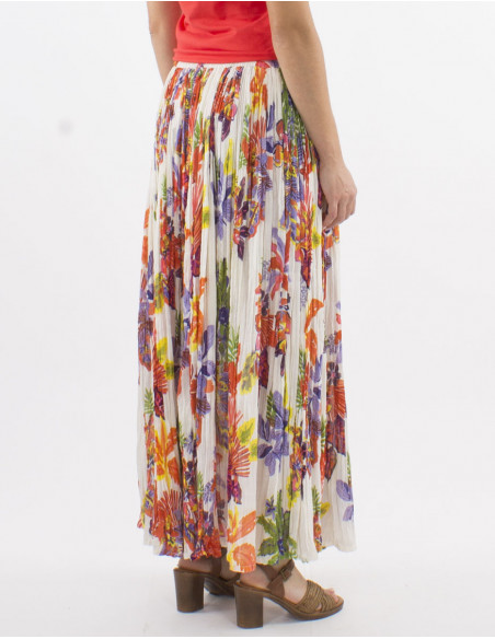 Falda algodon arrugada velo estampado Hawaian