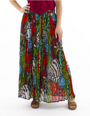 Falda algodon arrugada velo estampado Sauvage