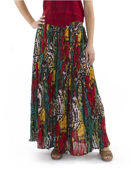 Falda algodon arrugada velo estampado Sauvage