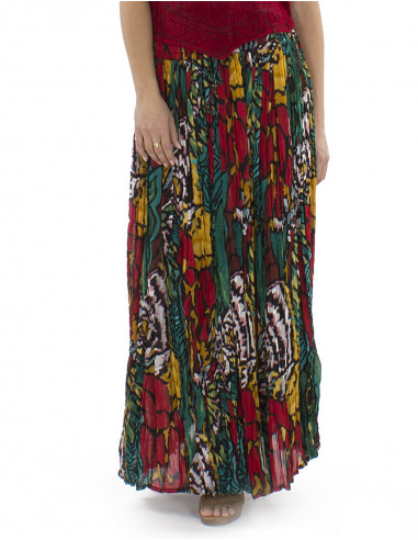 Falda algodon arrugada velo estampado Sauvage