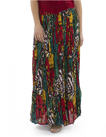 Falda algodon arrugada velo estampado Sauvage
