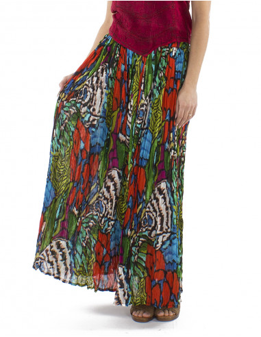 Falda algodon arrugada velo estampado Sauvage