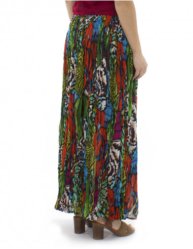 Falda algodon arrugada velo estampado Sauvage