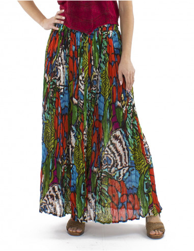 Falda algodon arrugada velo estampado Sauvage