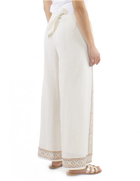 Pantalon pareo algodon rustico sellos